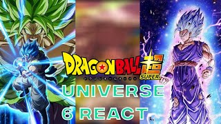 Universe 6 react to goku,vegeta&Gohan|| Super Broly and Gogeta  || Movies Gacha React||