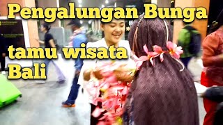 Pengalungan bunga, tamu wisata Bali #NgurahRai #Bali #wisatabali #denpasar #juanda #unitama04