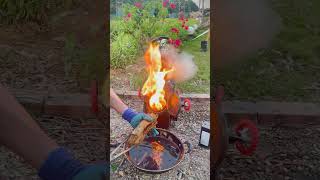 Burn everything, even water #woodstove #outdoorstove #cookingstove #bbq #outdoors #food #camping