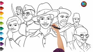 How to Draw Freedom Fighters | Happy Independence Day Drawing