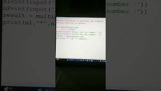 write a program to multiply two numbers using function in python. #shorts #viral