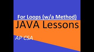 AP CSA Unit 4 For Loops (with a Method)