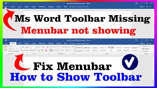 MS word Office tool bar not showing | Fix Microsoft office menu bar (Toolbar) Missing problem