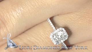 ER-0423 - 0.89 Carat G-VS1 Radiant Cut Diamond Engagement Ring 18k White Gold Pave Halo