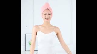 Women Hair Drying  Quick-dry Hair Towel Cap Hat Microfiber Solid Towel Cap Turban Hair Dry Cap