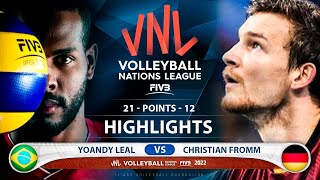 Yoandy Leal vs Christian Fromm | Brazil vs Germany | Highlights | Men's VNL 2022 (HD)
