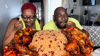 DELICIOUS BROWN STEW CHICKEN|| RICE AN PEAS|| MUKBANG EATING SHOW!!