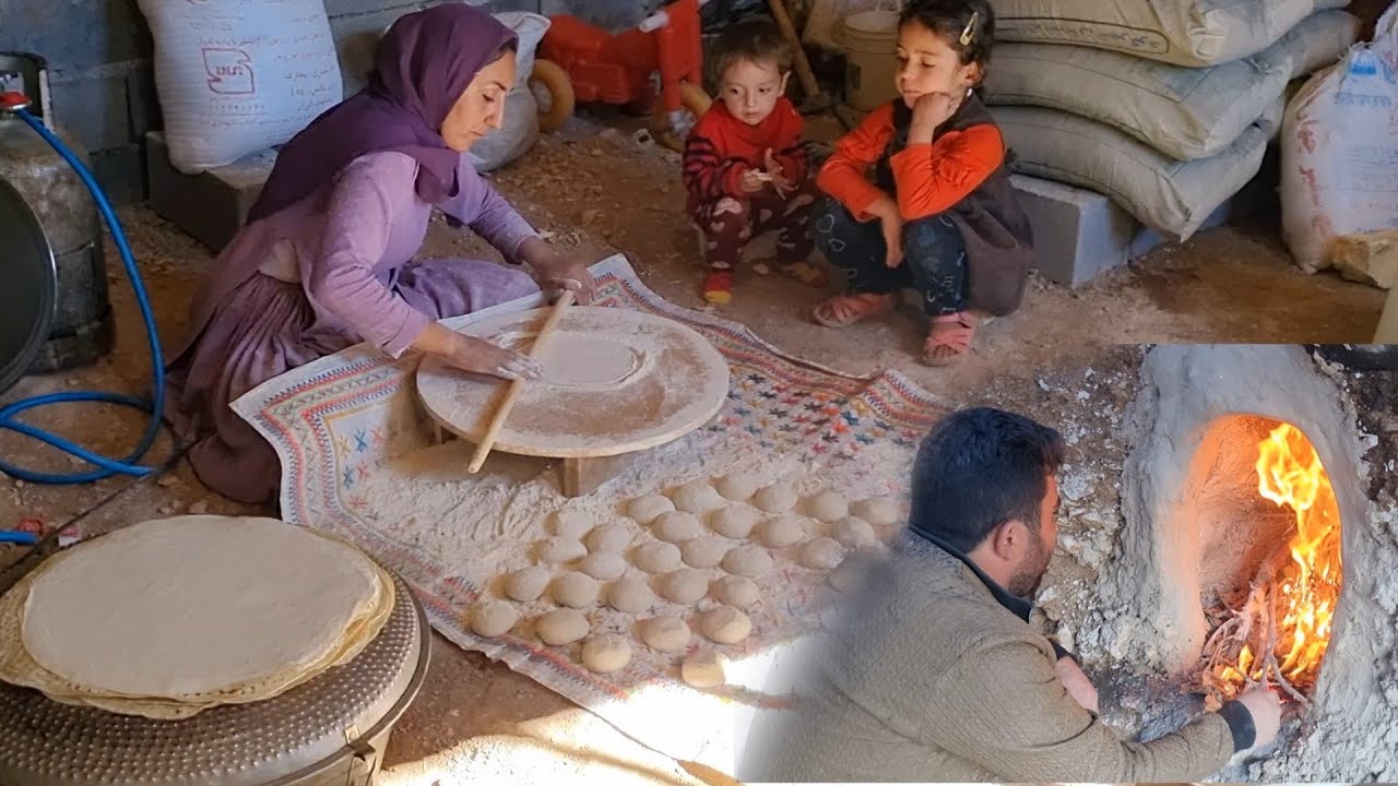 Cooking Local Bread By Ilham From The Gas Stove And Also Making A