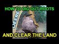 How to Clear Trees, Dig out Roots and Remove Stumps. Building a Cabin DIY - Video 3