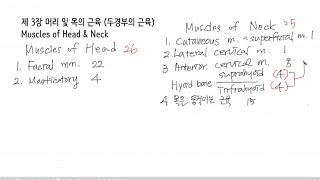 머리및목근육1 (Outline of H\u0026N Muscles: Chapter 3)