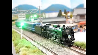 【Nゲージ鉄道模型自宅レイアウト走行動画】KATO2016-A　D51　498（副灯付）12系客車高崎車両センター牽引自宅レイアウト運転