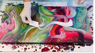 WOW 🤩 STUNNING 3D EFFECT / RING POUR WITH AUSSIE SLIDES Acrylic art pour painting MUST TRY 🤗