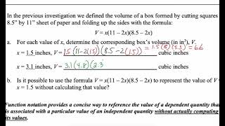 Intro to Functions and Function Notation (mod 3.2i) Precalc