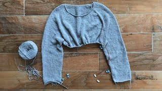 Top down sweater knitting notes - Grey Pullover. Salvaged yarn knits.