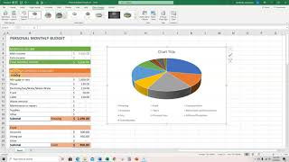Personal Budget Excel - How to Add a Pie Chart