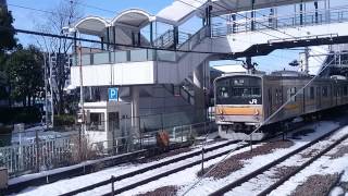 南武線205系　鹿島田駅到着　雪あり