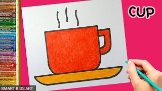 How To Draw Cup Plate Very Easy | Cup Drawing | Smart Kids Art