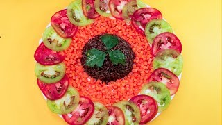 Most Satisfying Arrangement of Veg Tomato & Carrot Design Garnish