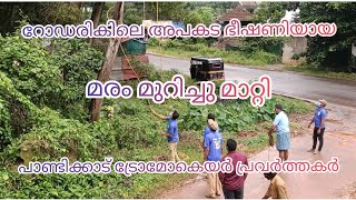 റോഡരികിലെ അപകട ഭീഷണി ഉയർത്തിയ ഉണങ്ങിയ മരം മുറിച്ചു മാറ്റി പാണ്ടിക്കാട്  ട്രോമോകെയർ പ്രവർത്തകർ