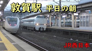 敦賀駅、平日の朝を行き交う列車 JR西日本