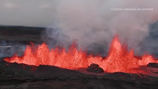 ハワイの火山、マウナロアの噴火を撮影した新たな映像