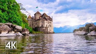 Château de Chillon \u0026 Lake Geneva 🌷 Spring walk 4K