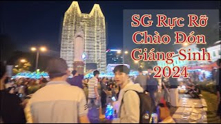 Thành phố Hồ Chí Minh . Trung Tâm quận 1 , rực rỡ ánh đèn chào đón giáng sinh 2024