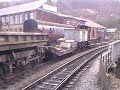 wd 8f 90733 arrives at keighley tender first on freight kwvr winter steam gala 2010