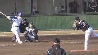 根尾昂、オリックス山岡からセンターフェンス直撃のツーベースヒット！ (2022/03/08)