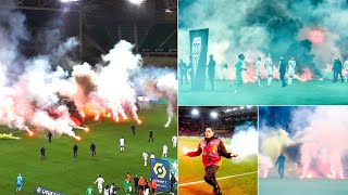 Saint Étienne vs Angers kick-off delayed; Flares being thrown, Players Returned to Dressing Room