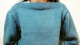 Pull col bateau enfant 10 à 12 ans au tricot facile et rapide à faire