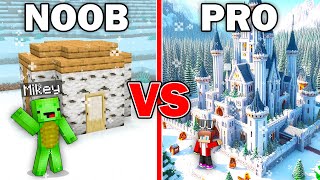 Mikey NOOB vs JJ PRO Snow Mountains Survival Battle in Minecraft - Maizen