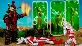 Ultraman Brothers vs HipporitウルトラセブンStop Motion Anh em Siêu nhân điện quang bị Quái vật bắn hoá đá