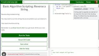 Basic Algorithm Scripting Reverse a String free code camp Dani