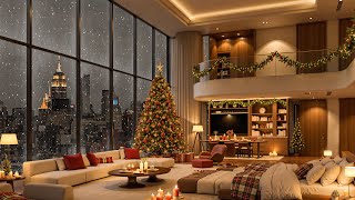 🎄🎅 Christmas Jazz 2025 ❄️ Snowing in Cozy Bedroom Christmas Ambience with Relaxing Holiday Tunes