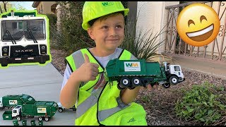Roman Gets New Waste Management Toy Garbage Truck