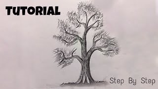 Learn To Draw A Realistic Tree Under 5 Minutes | Tutorial | Step By Step | Arts Core