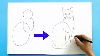 How to draw a Cat step by step easy 🐈