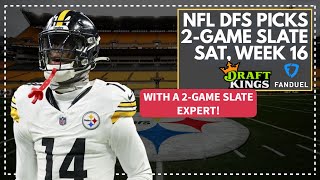 NFL DFS Picks, Strategy: Saturday 2-Game Slate! Week 16 FanDuel, DraftKings Lineup Advice LIVE!