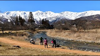 春が近い小川村や白馬山麓から見る北アルプス・4K