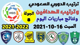 ترتيب الدوري السعودي وترتيب الهدافين ونتائج مباريات اليوم السبت 16-10-2021 من الجولة 8