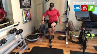 Alternating Dumbbell Toe Touches at Home on Endurance Hour