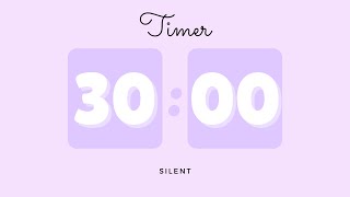 🪻 30 Minutes Silent Timer with Cute Ending Alarm | Pastel Purple Timer