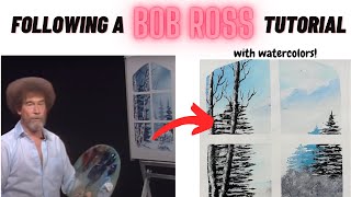 Following a Bob Ross tutorial with watercolours| Bob Ross| Painting with Srihasini| Easy tutorial