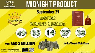 Dream Draw Main Product ZAVIYAR Free Raffle Draw result for September 29.