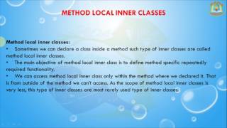 Lesson - 3 : Inner classes - Method Local Inner class in Java programming Language