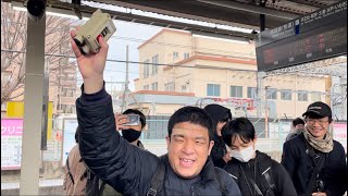 松井大空による我孫子駅での車掌さんごっこ（2024.1.28.13:16）