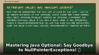 Master Java Optional: Conquer NullPointerExceptions! 🚀 (Advanced Java Tutorial)