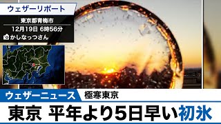 東京 平年より5日早い初氷