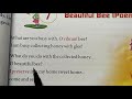 Class-1 Beautiful Bee poem